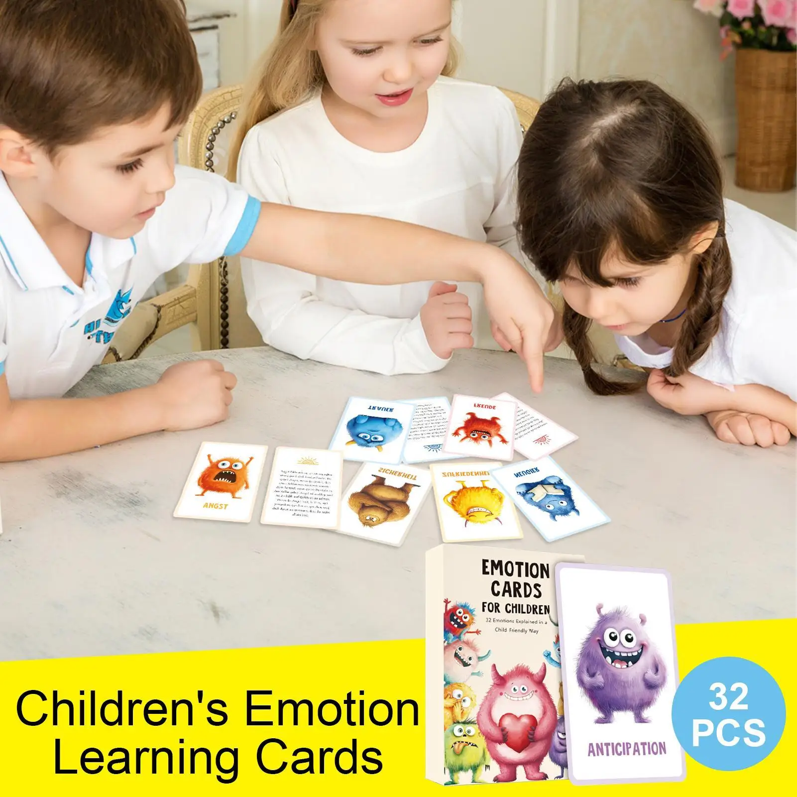 Tarjetas de emoción para niños pequeños, tarjetas de sentimientos de imágenes realistas, Flashcard de aprendizaje educativo compacto para niños y niñas