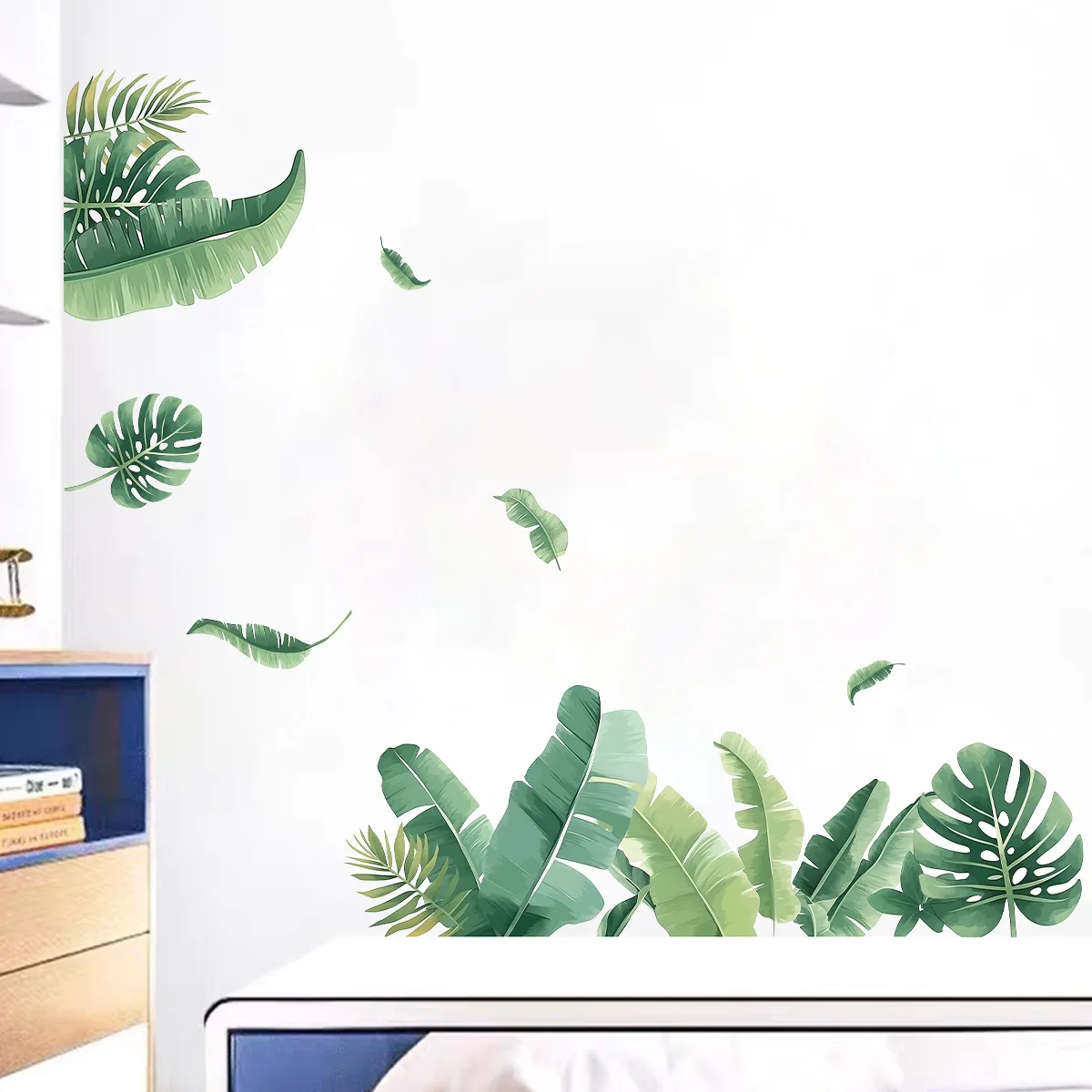 Pegatinas de pared de plantas tropicales, hoja de plátano, tortuga, hoja trasera, calcomanías de pared, sala de estar, dormitorio, decoración del hogar, decoración de pared de oficina - imagen 5