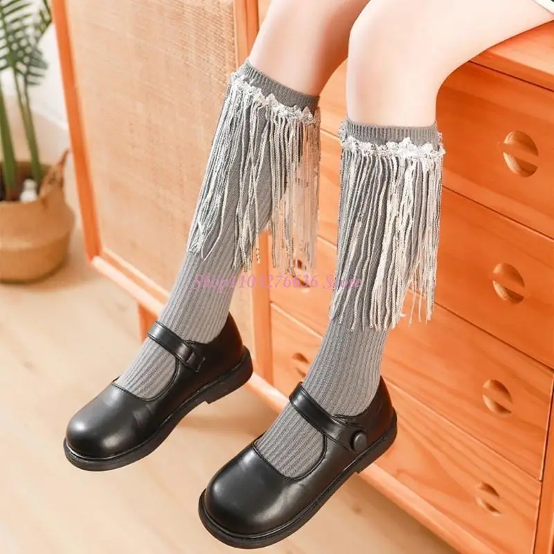 Calcetines de baile escolar con flecos y lentejuelas para niña - imagen 4