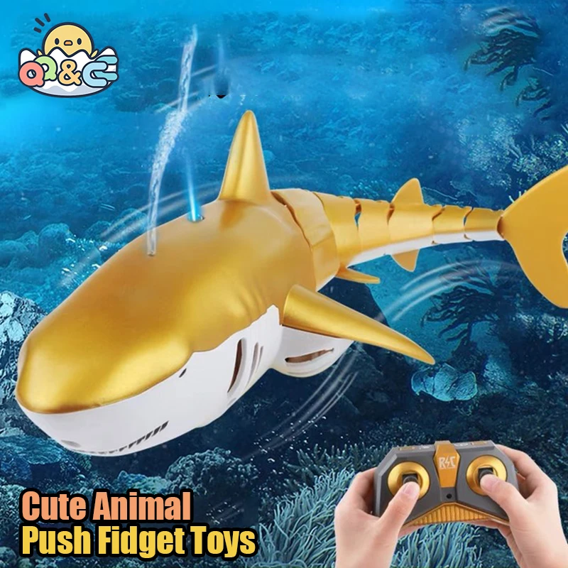 RC Shark 2,4G simulación de animales de Control remoto con luces, Submarino, Robots, peces, juguetes eléctricos para niños, Spray de agua mejorado - imagen 2