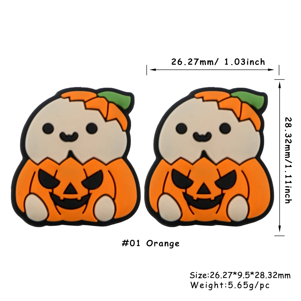 5/10 Uds. Nuevos animales de dibujos animados serie Halloween cuentas focales de silicona para fabricación de joyería DIY llavero pulsera accesorios de joyería - imagen 3