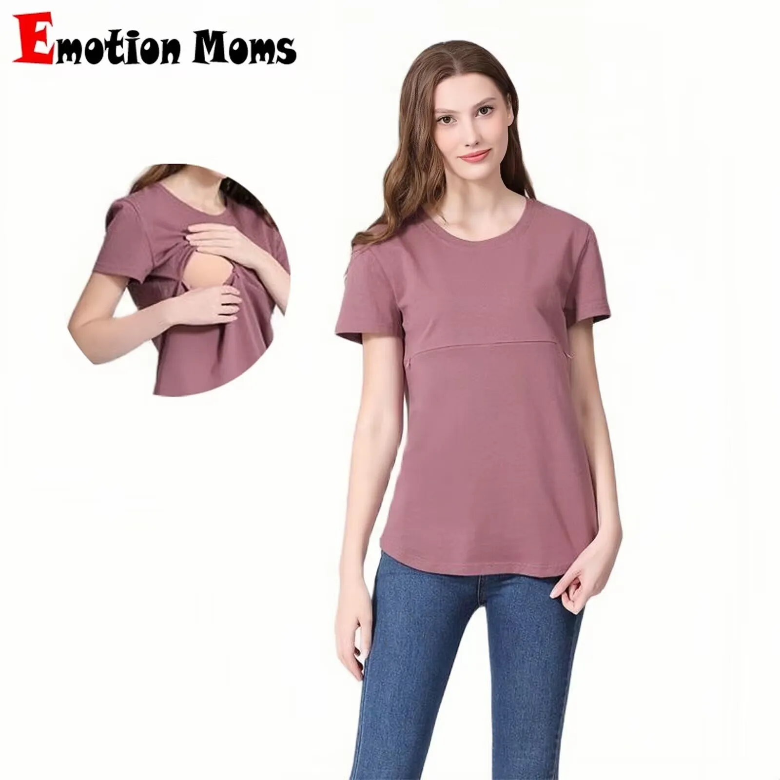 Emotion Moms ropa de lactancia para mujeres embarazadas, Top de maternidad con cremallera Invisible, talla grande, Verano