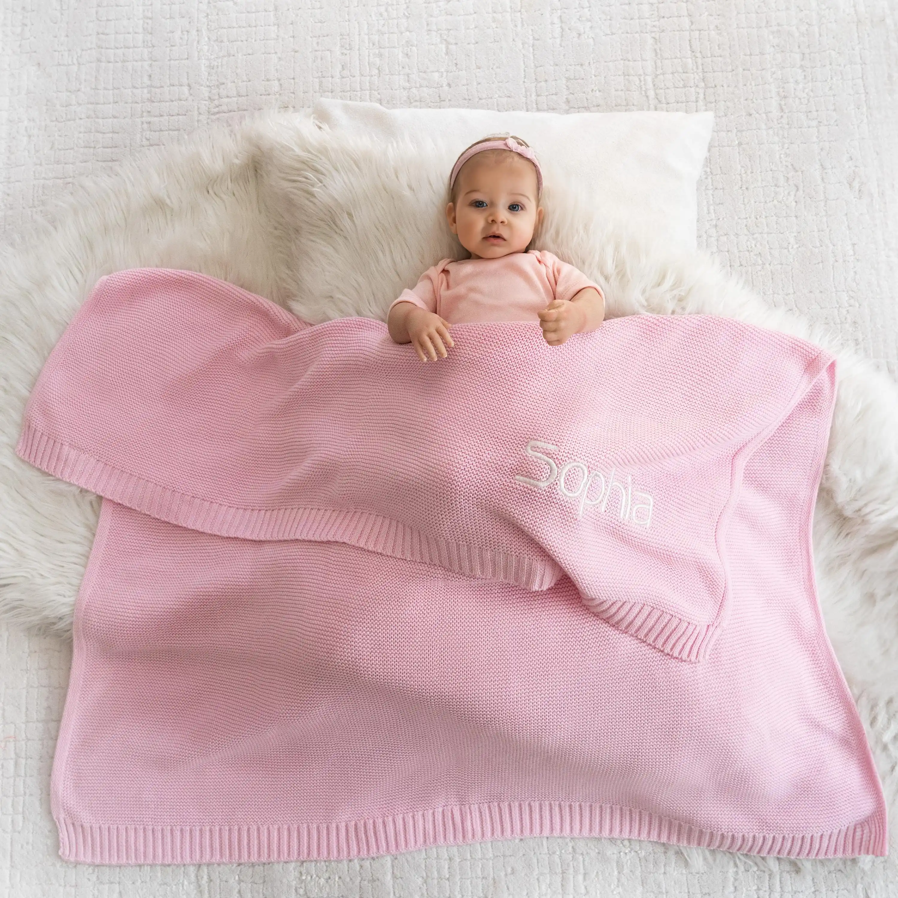 Manta de punto grueso bordada personalizada para bebé, mantas de guardería hechas a mano de 40x30 pulgadas, regalos para bebé recién nacido para niño/niña - imagen 3