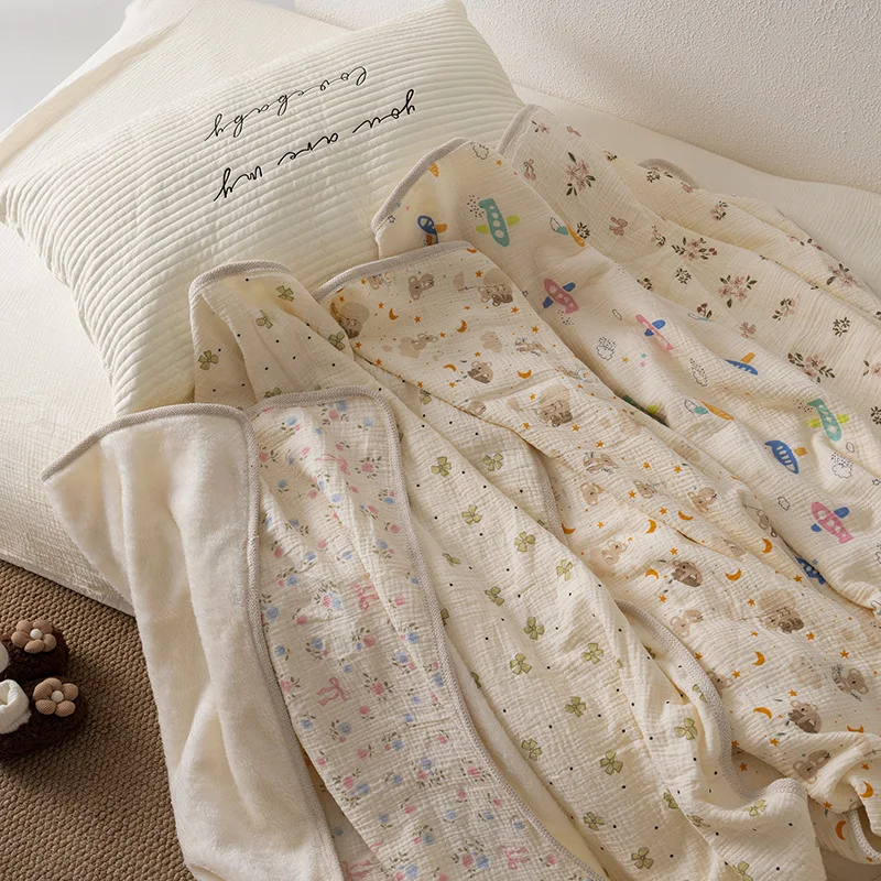 Manta de bebé de lana de algodón para recién nacido, colcha de encaje de doble cara para bebé, manta suave y cálida para invierno, funda para cochecito, artículos de cama para bebé - imagen 2