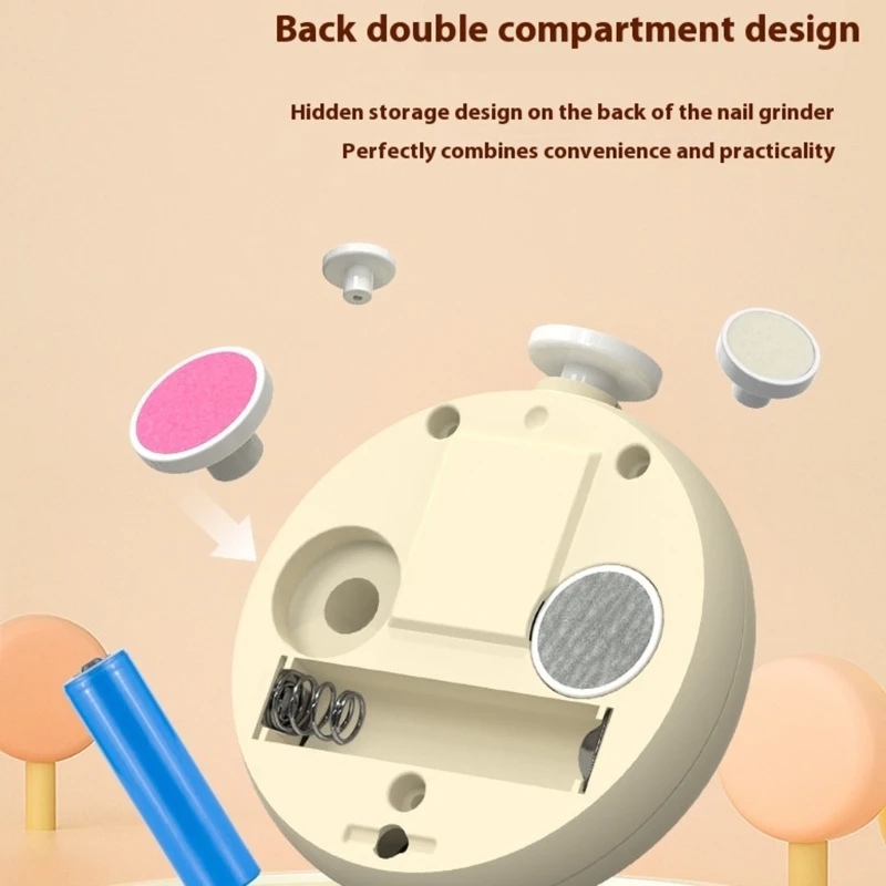 Cortauñas eléctrico de oso de dibujos animados para bebé, lima de uñas eléctrica, tijeras para uñas de bebé, Kit de molinillo de lima de uñas seguro para bebé - imagen 2