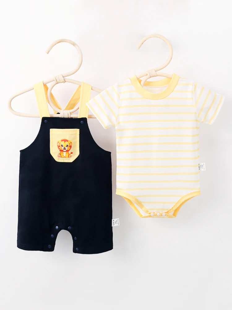 Mono de tirantes triangulares para bebé, mangas cortas finas, accesorios para niños, Verano