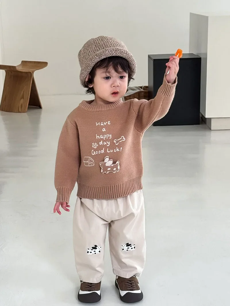 MILANCEL, nuevo suéter de otoño para niños, 9M-5T, letras impresas de dibujos animados, prendas de punto para niñas, Jersey de punto suelto coreano para niños - imagen 3