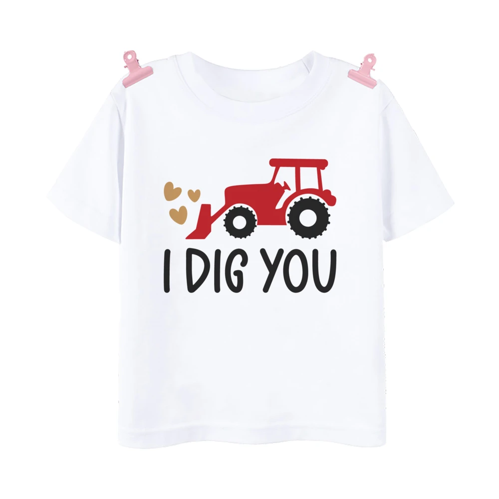 Camiseta con estampado de Tractor para niño, ropa de San Valentín para niño, camiseta de Tractor de granja para niño pequeño, camiseta blanca bonita para el Día de San Valentín - imagen 4