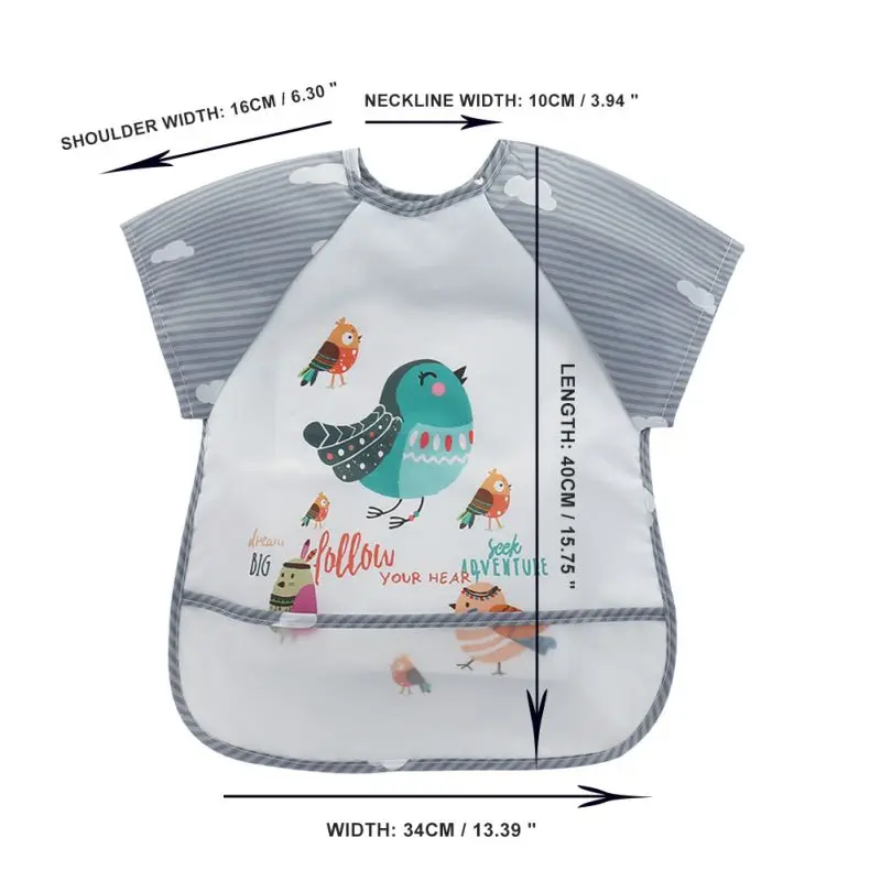 Una camisa de pájaro blanco y azul con medidas