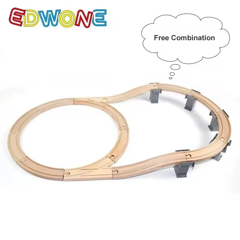 Accesorios de vía de tren de madera de haya, vías de expansión de horquilla de múltiples formas aptas para vías de madera de marca, juguetes ferroviarios para niños - imagen 3