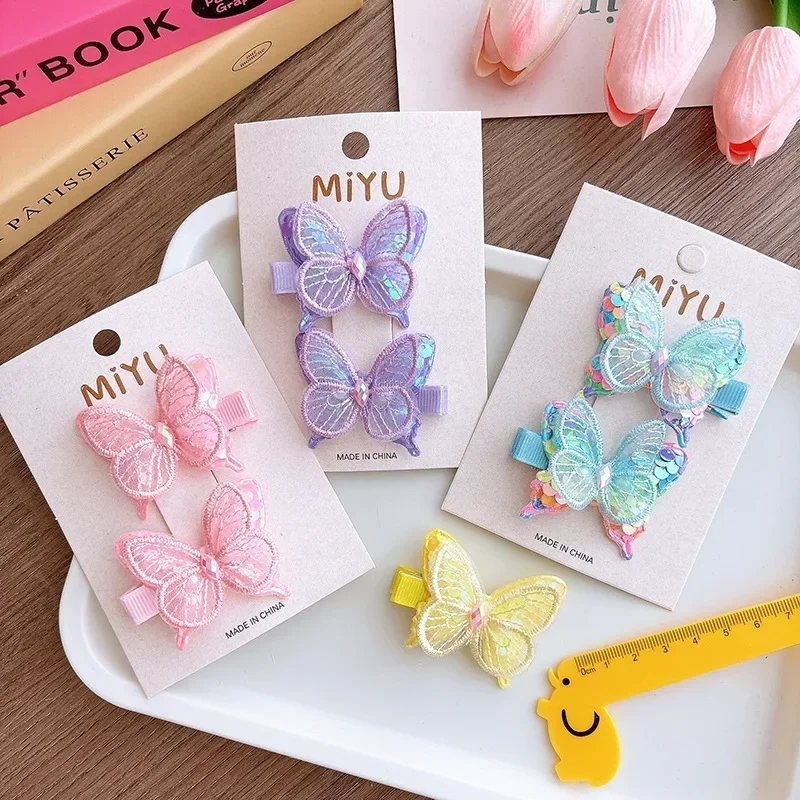 Pinzas mariposa pequeñas con lentejuelas dulces para niños y niñas - imagen 2