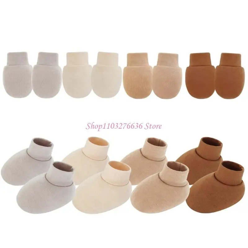 R6FD Cotton Baby Mittens and Booties establece Anti Scratches Recién nacidos Cubierta y calcetines - imagen 5