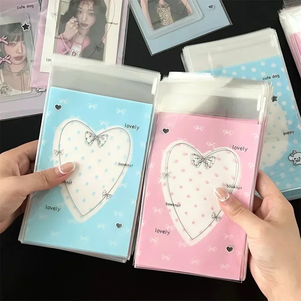 Protector para sesión fotográfica de ídolo Kpop, fundas para tarjetas Poca, tarjetero con estampado Kawaii, embalaje de dulces DIY, papelería escolar, 50 Uds.