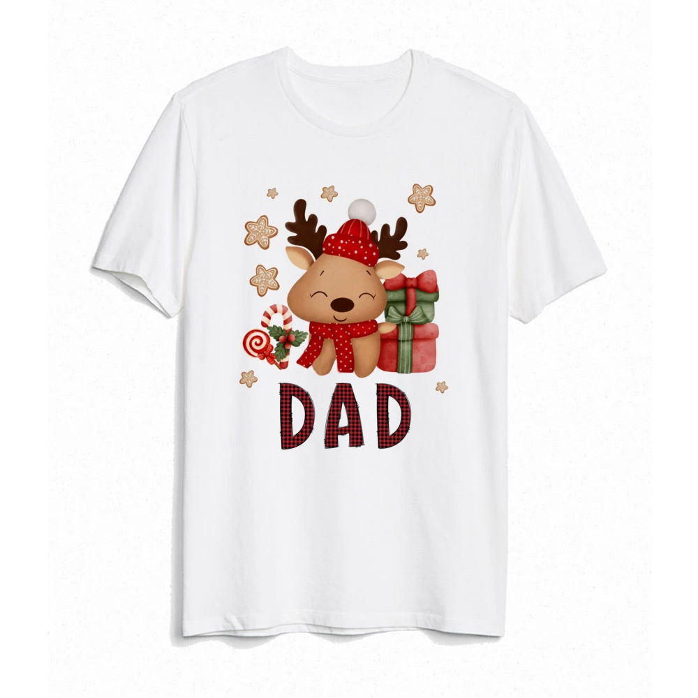 Deer Christmas Print Family Matching Xmas Clothes Mother Daughter Tshirt Mom Dad Girl Boy Holiday Party Look T-shirt Baby Romper - imagen 3