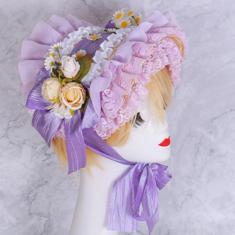 Sombrero de paja para niña con encaje floral – Primavera y verano - imagen 3
