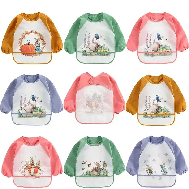 Baberos impermeables de manga larga con estampado animal para bebé - imagen 2
