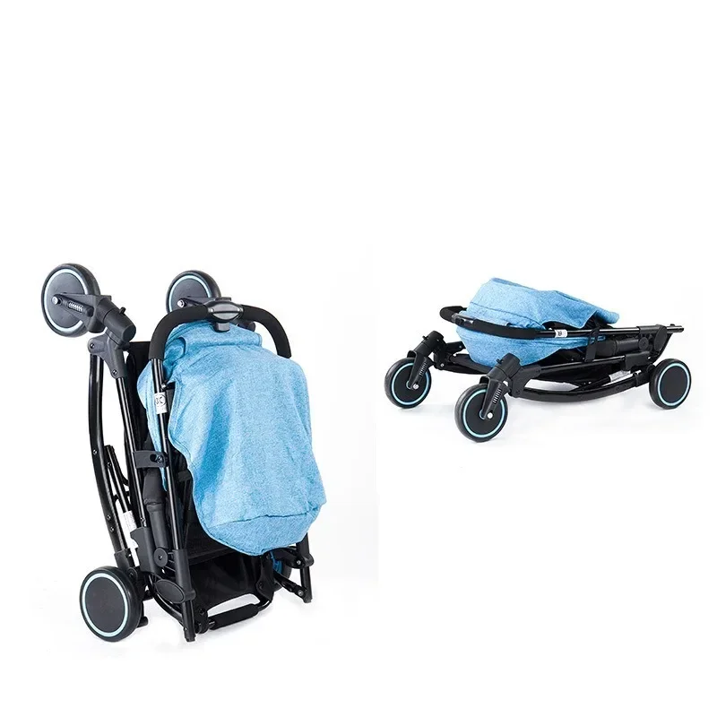 Carro plegable para bebé oscilable con un botón para retraitar carrito para niños, carrito de cuatro ruedas con absorción de impactos - imagen 3