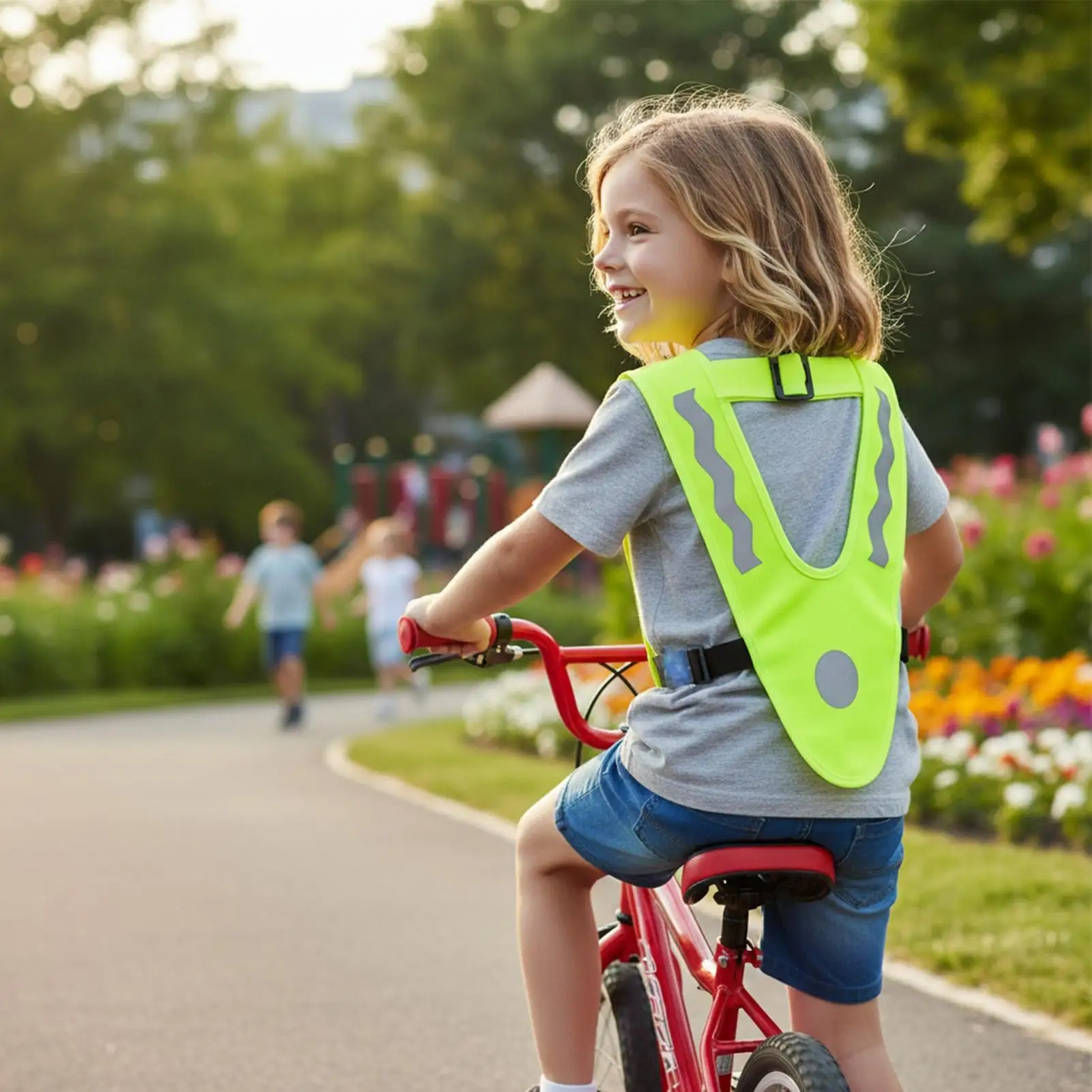 Chaleco reflectante para niños, 2 piezas, chaleco de seguridad en forma de V para niños con 4 bandas reflectantes, ropa de alta visibilidad para niños - imagen 2