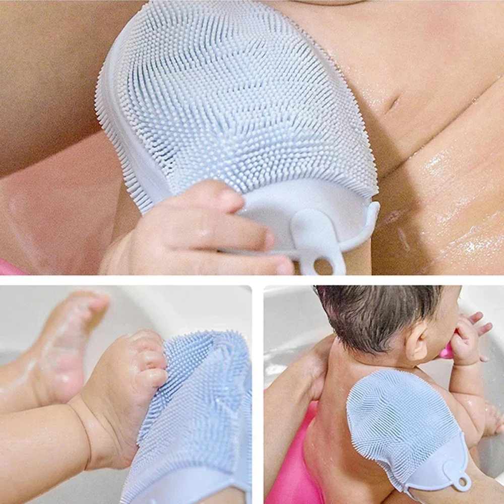 Gancho para Baby Showers, exfoliante suave, 1 Uds., cepillo de baño de masaje de silicona con guantes de baño, cepillo de limpieza, removedor, burbujas para duchas - imagen 2