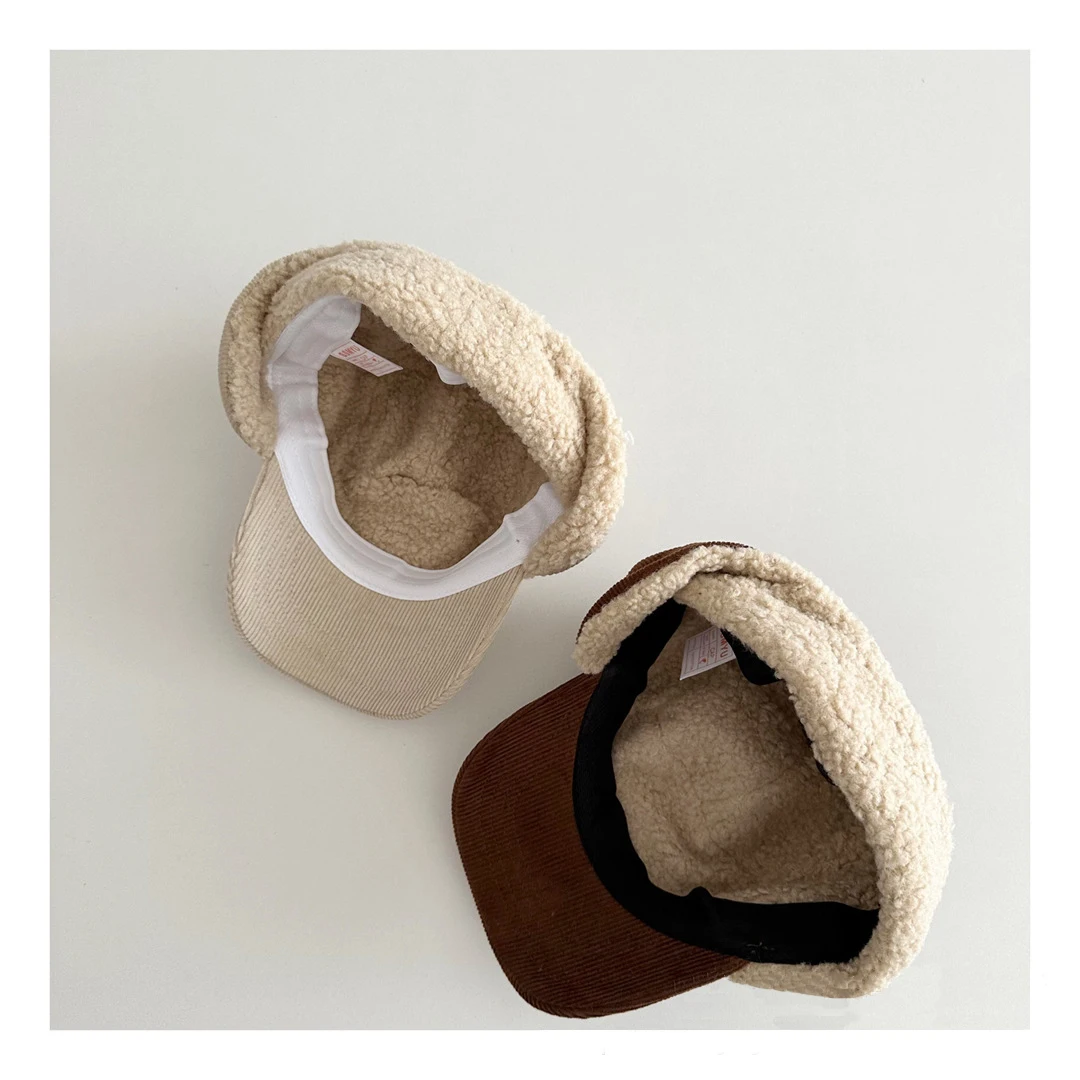 Gorro de Lei Feng de invierno para niños, gorro grueso de Color sólido con protección para los oídos para bebés, gorro cálido minimalista para niños y niñas - imagen 5