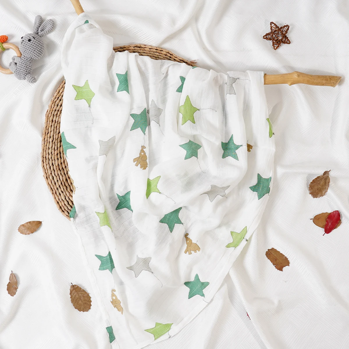 Envoltura súper suave del bebé de la manta de la muselina del bebé 120*110CM para el recién nacido - imagen 2