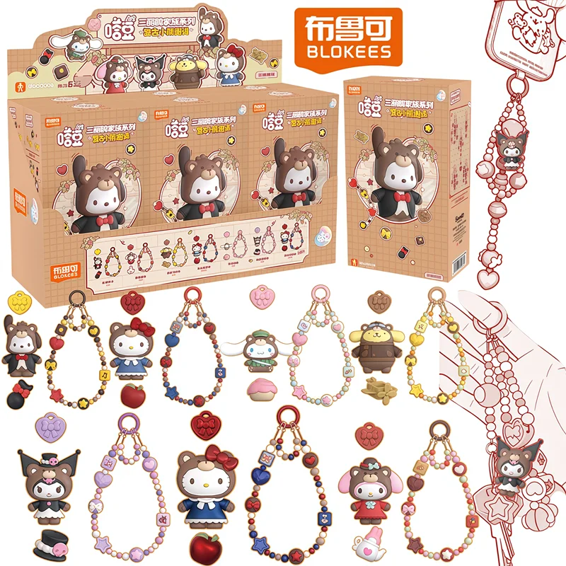 Blokees Sanrio Hello Kitty Kuromi Mi Melody Cinnamoroll ‌   Figura de Anime modelo Diy producción colgante caja ciega juguete regalo de Navidad