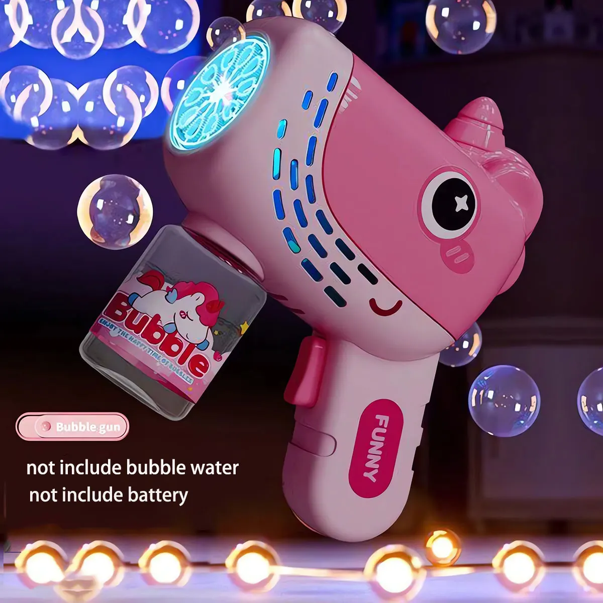 Lindo juguete de máquina de burbujas completamente automático para niños juego de soplado de burbujas al aire libre unicornio con juguete ligero para niños (sin agua de burbujas - imagen 4