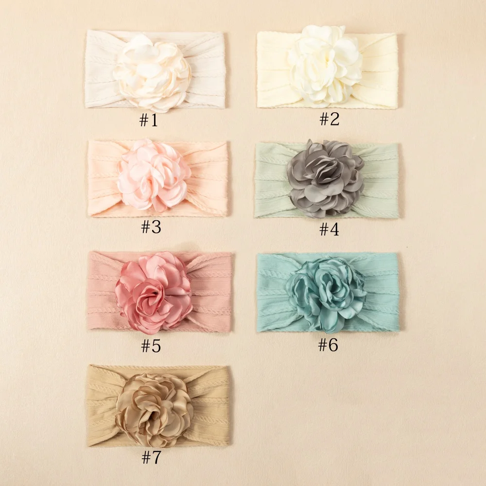 3 unids/set de diademas de flores Kawaii para niñas, diademas de flores de nailon elástico suave, accesorios para fotos, accesorios para el cabello - imagen 5