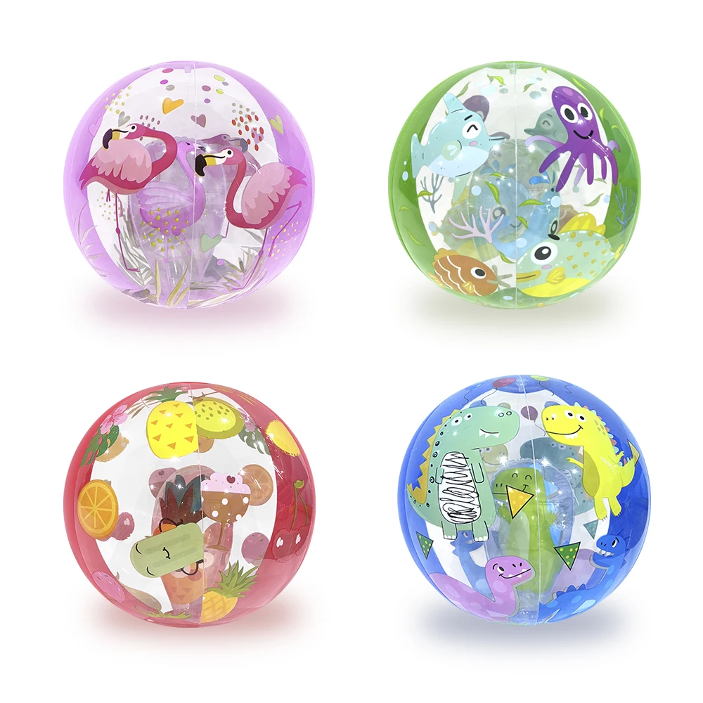 Pelota de playa inflable transparente con rayas coloridas para piscina - imagen 4