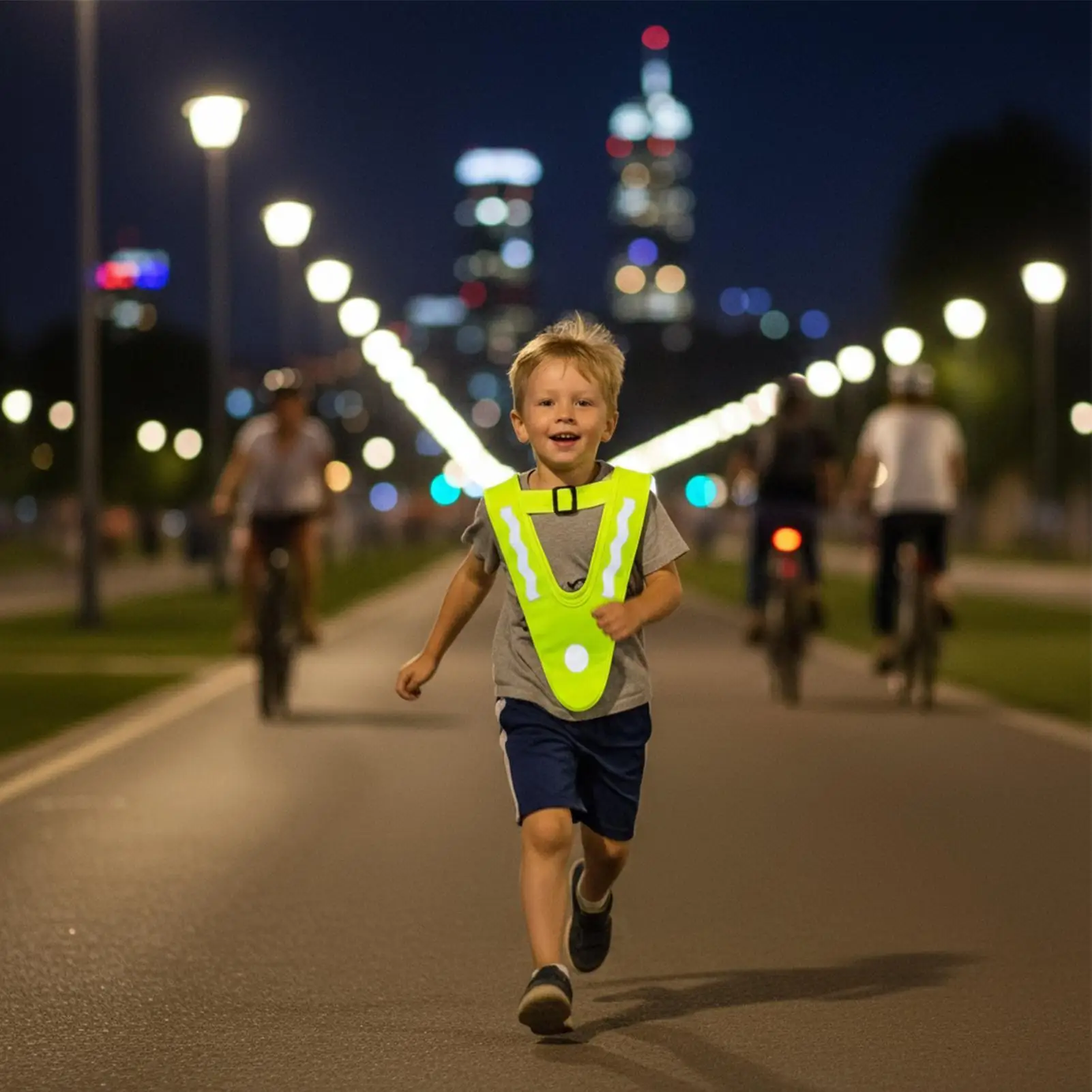Chaleco reflectante para niños, 2 piezas, chaleco de seguridad en forma de V para niños con 4 bandas reflectantes, ropa de alta visibilidad para niños - imagen 3