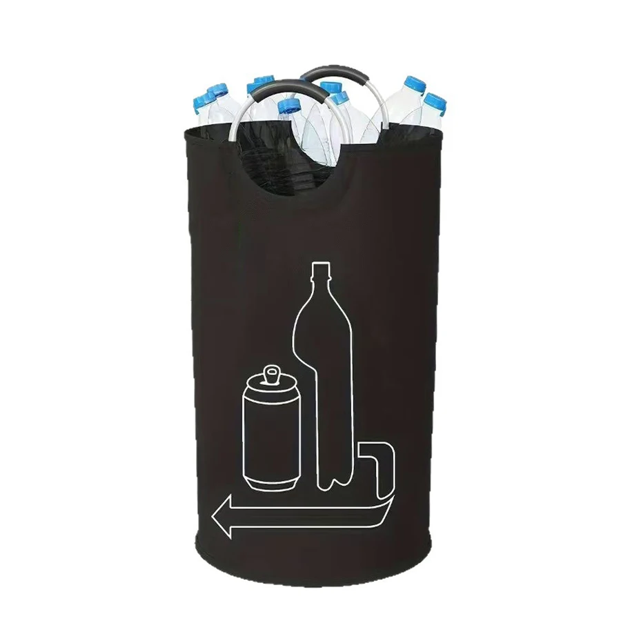 Cesta de almacenamiento de botellas vacía, bolsa recolectora de botellas de agua residual de cocina plegable con mango de aluminio, contenedor de gran capacidad