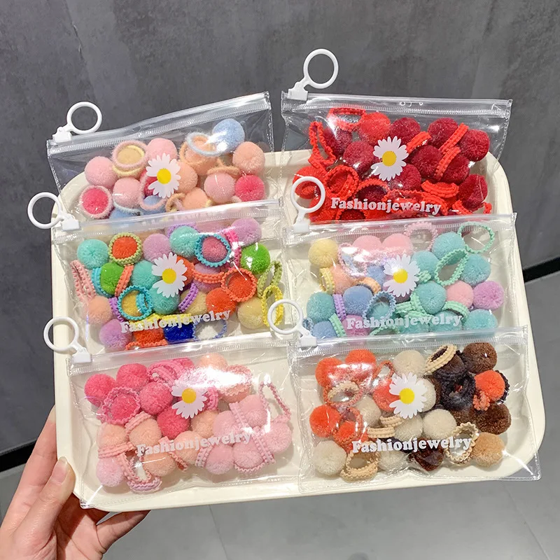 20 piezas coloridas y suaves bandas para el cabello con bolas de felpa para niñas y niños, cuerdas elásticas para el cabello, coleteros, bandas de goma, accesorios para el cabello, regalo - imagen 4