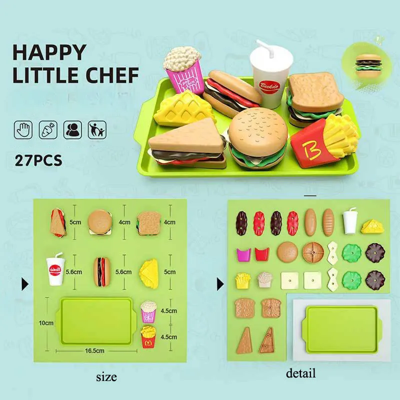 Mini juguete de cocina para niños, juego de simulación de comida, hamburguesa, galleta, accesorios en miniatura para niños y niñas, regalo educativo - imagen 3