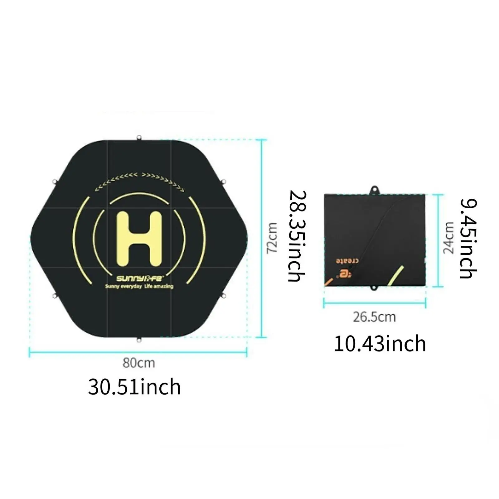 Drone Landing Pad Helipad Non Slip Multipurpose 31.5inch Landing Pitch Parking Mat Quadcopter Landing Pad for Yard RC Drones