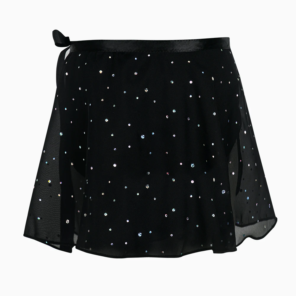 Falda de ballet envolvente ajustable de gasa brillante para niñas - imagen 5