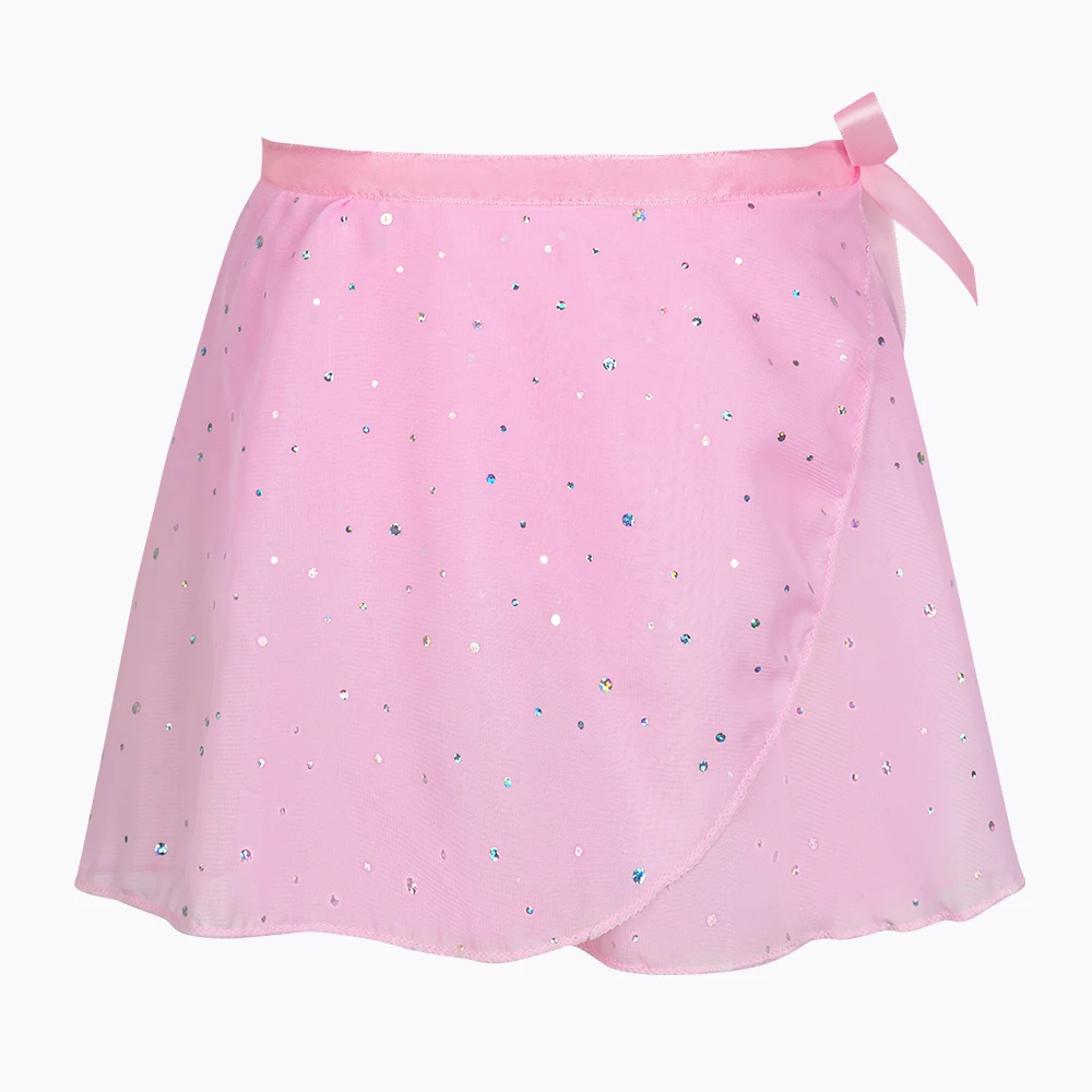 Falda de ballet envolvente ajustable de gasa brillante para niñas - imagen 2