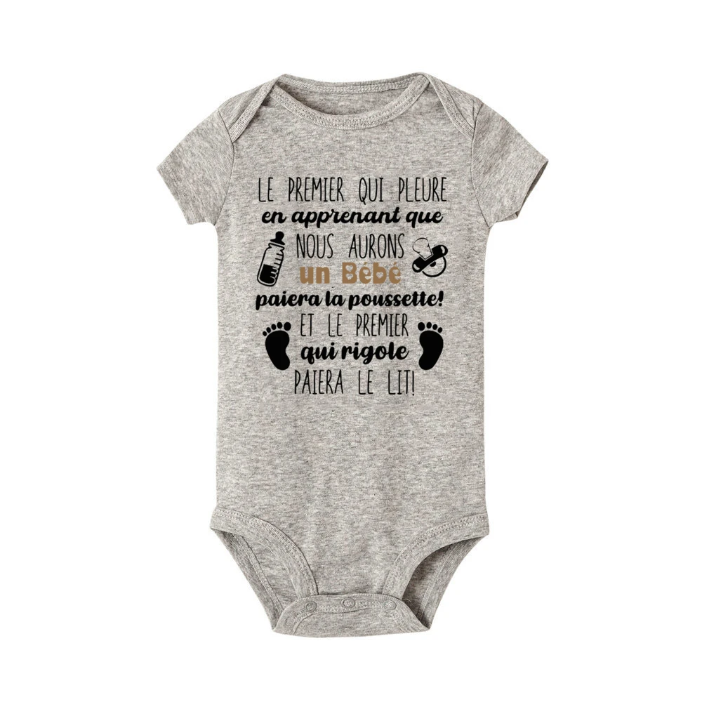 Body divertido con estampado francés para bebé, anuncio de embarazo, mono para recién nacido, pelele de manga corta para bebé, traje Unisex - imagen 3