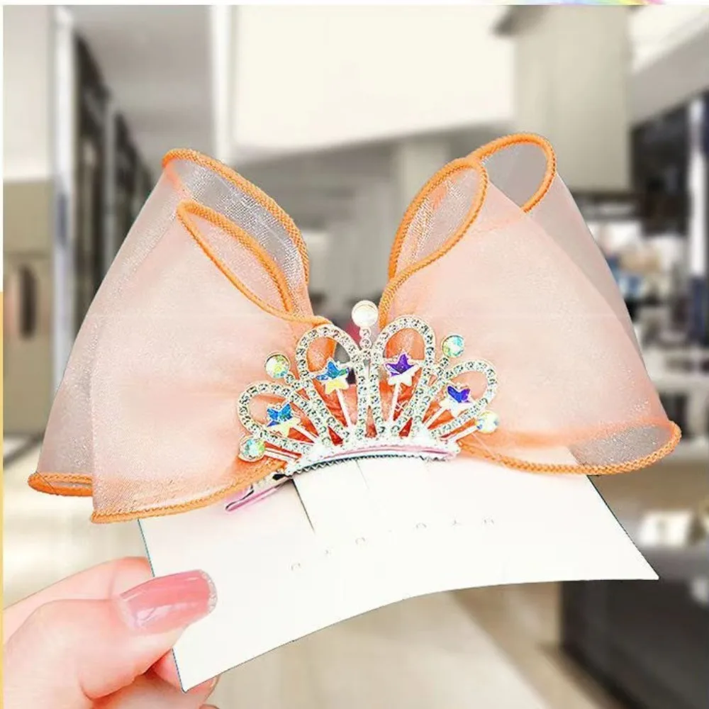 Lazos arcoíris pastel y pinzas corona para cabello de niña - imagen 4