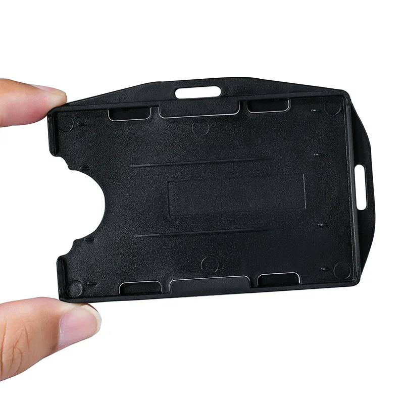 Portatarjetas de identificación de trabajo, funda protectora portátil, práctica, duradera, doble cara, plástico duro, suministros escolares y de oficina, 1 ud. - imagen 5