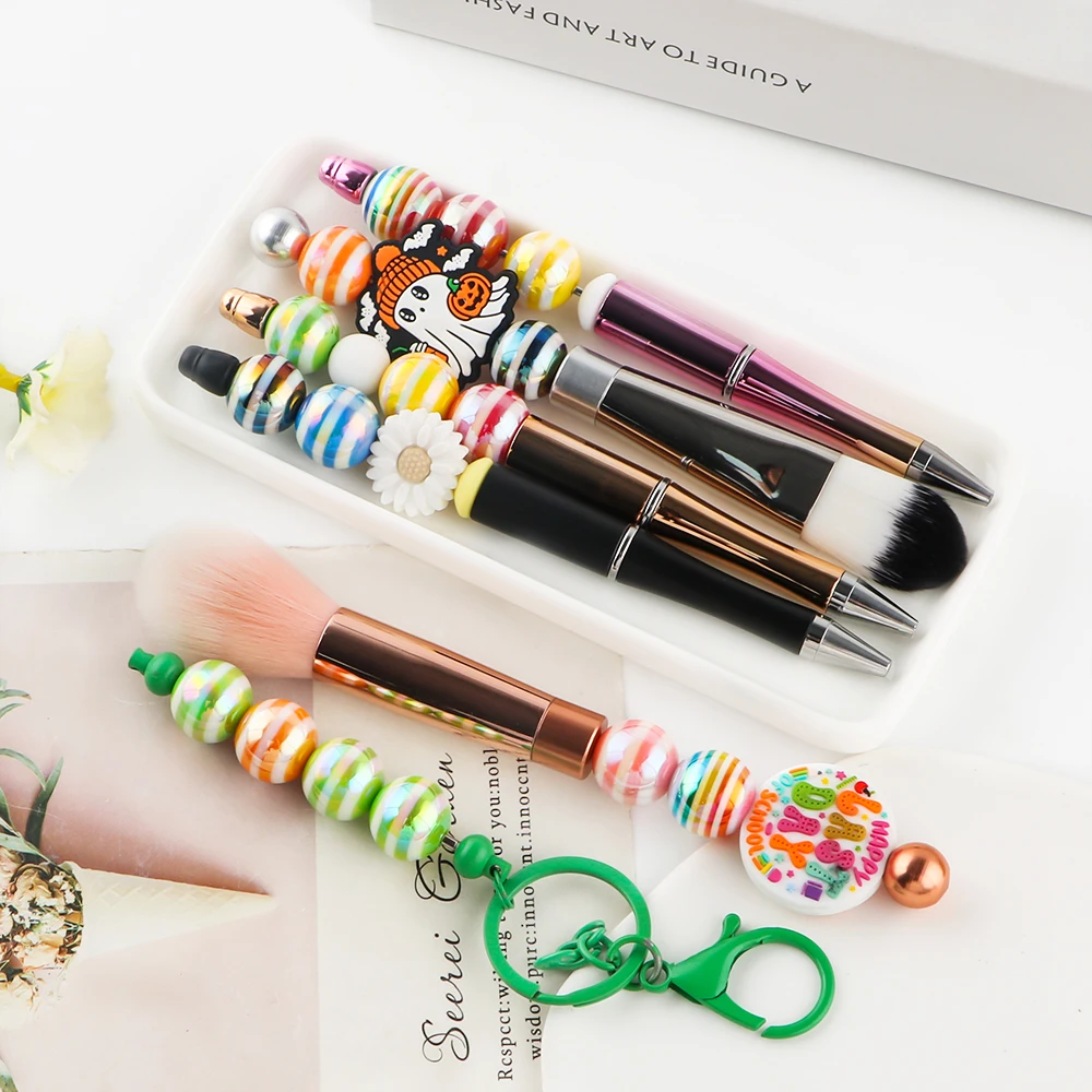 15 Uds. Cuentas acrílicas con patrón de rejilla de rayas de colores chapadas en 16MM para hacer llavero DIY, pulsera, bolígrafo, Etc., productos hechos a mano - imagen 3