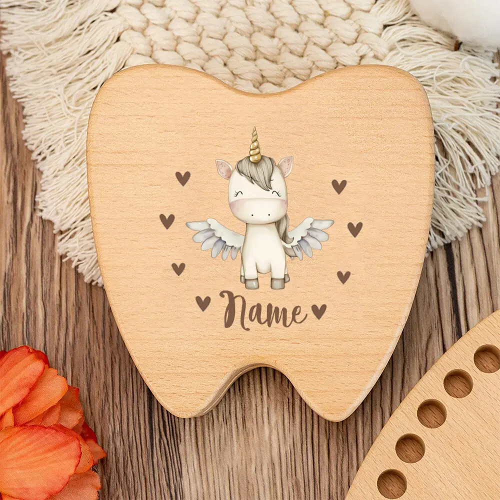 Caja de hadas de dientes personalizada, recuerdo de primer diente, baratija de madera, nuevo regalo para bebé, regalo de almacenamiento de primer diente, caja de dientes Unisex para bebé - imagen 3