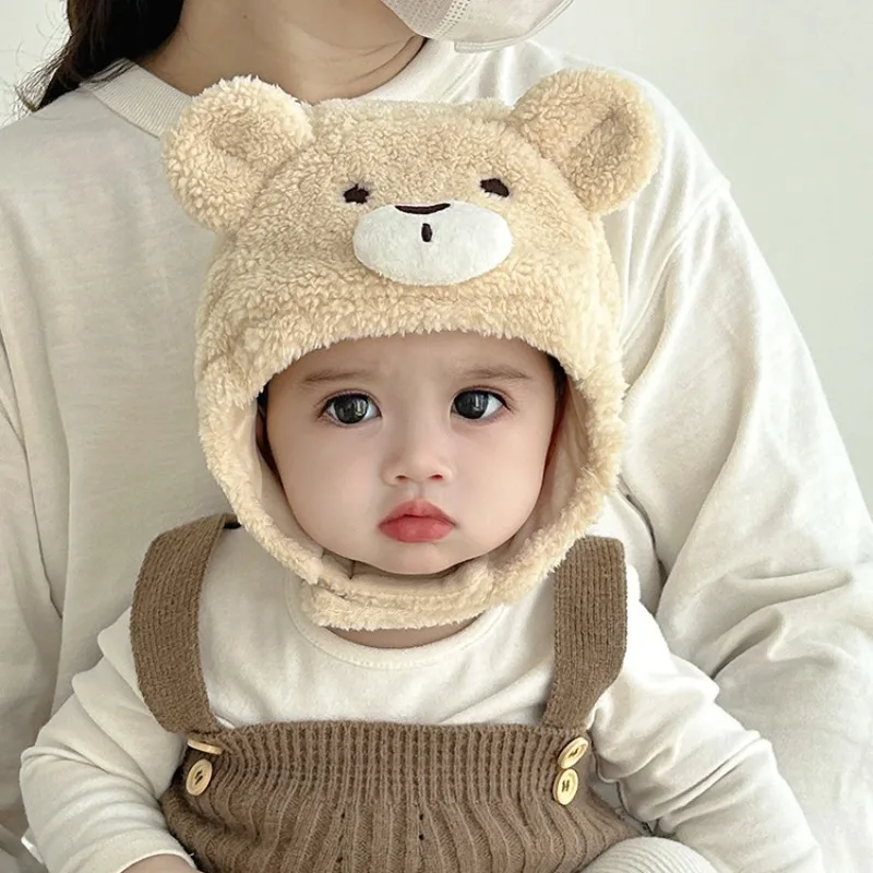 Gorro de invierno para bebé, orejeras, orejas de oso de peluche, gorro térmico cálido para niños y niñas, bonito Animal, regalo de Navidad para recién nacidos - imagen 2