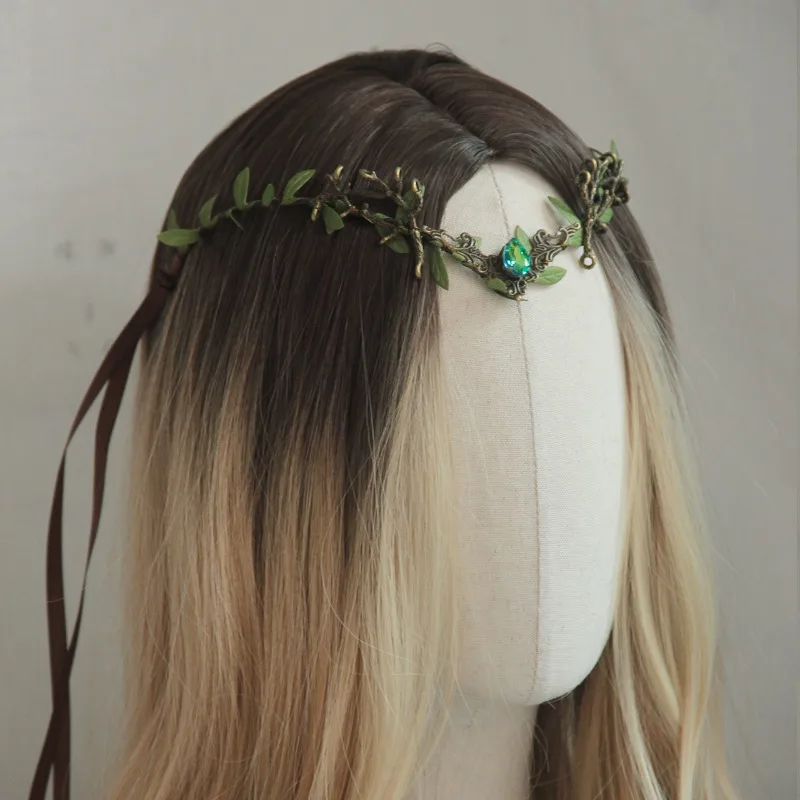 Corona de elfo con hojas y flores – Diadema para niñas - imagen 3