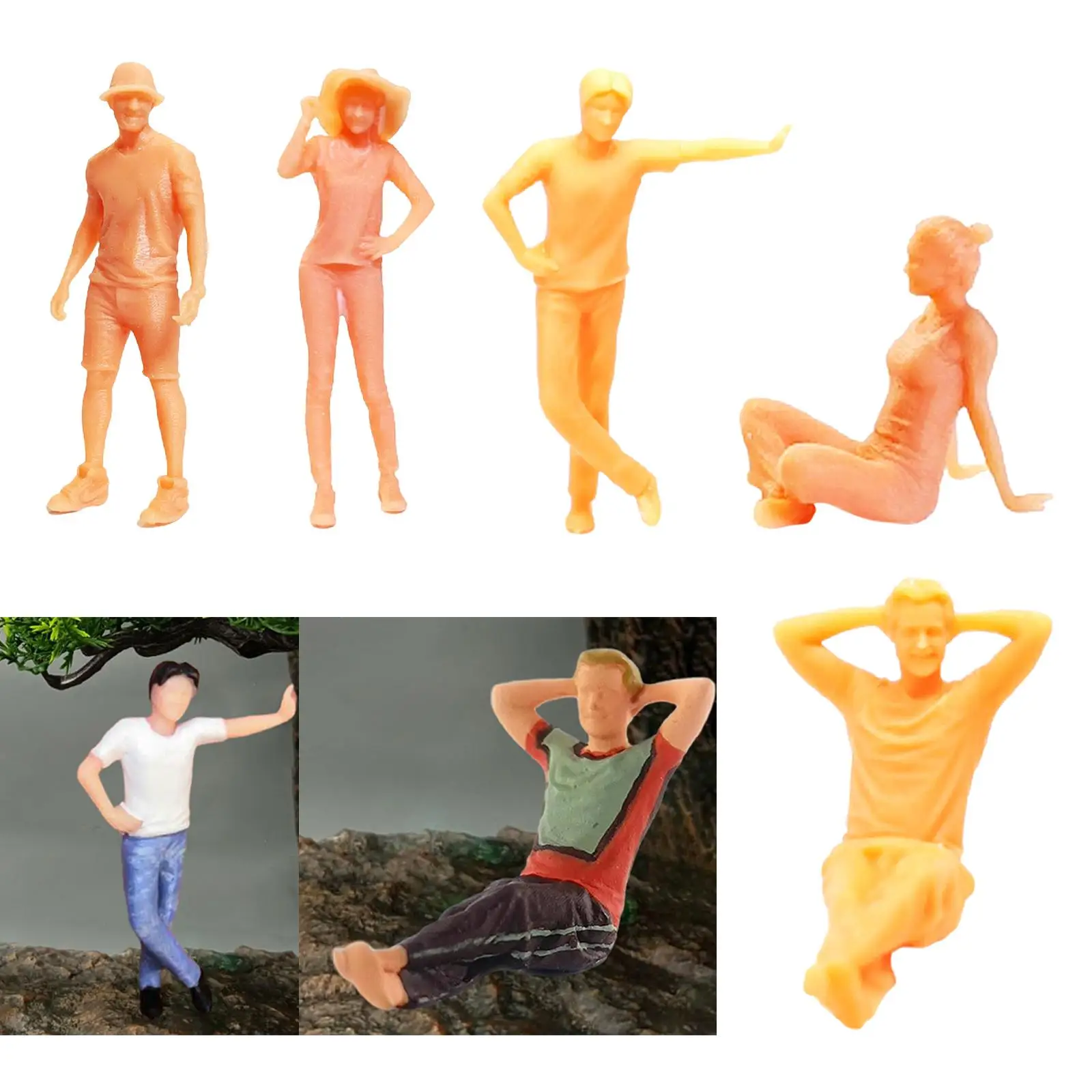 1/64 Scale Model People DIY Scenery Realistic Unpainted Figures for Fairy Garden