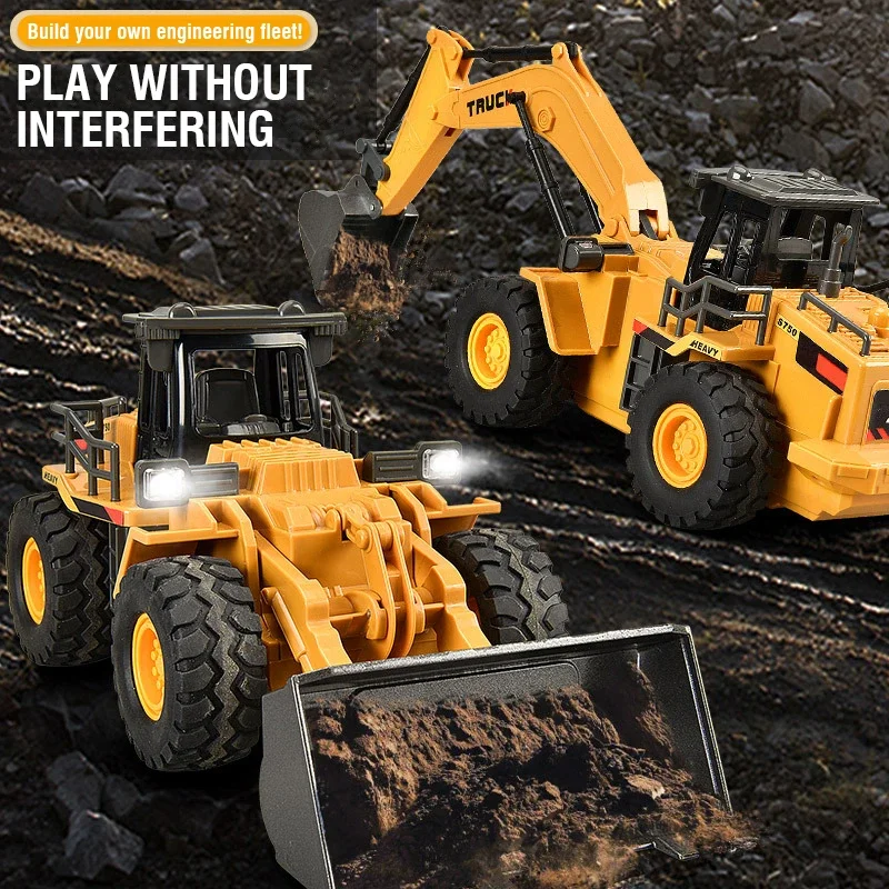 Excavadora RC Bulldozer Dumper Car 2,4G 9CH Control remoto vehículo de ingeniería camión sobre orugas juguetes para niños regalos de navidad - imagen 2