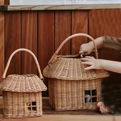 Cesta de mimbre con asa para juguetes – Organizador infantil práctico