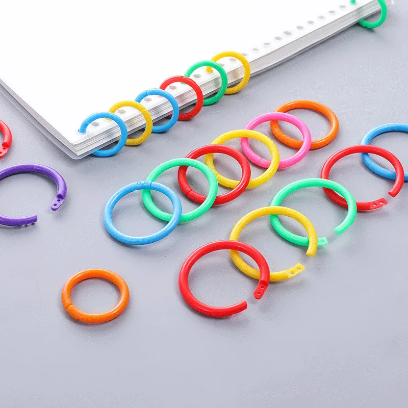 50 Uds. Carpeta de anillas de plástico de 15/20/28/32mm, álbumes DIY, aros circulares de libros de hojas sueltas, suministros de encuadernación para apertura de oficina, álbum de fotos - imagen 4