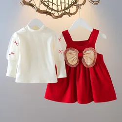 Vestido de princesa rojo con lazo para niña