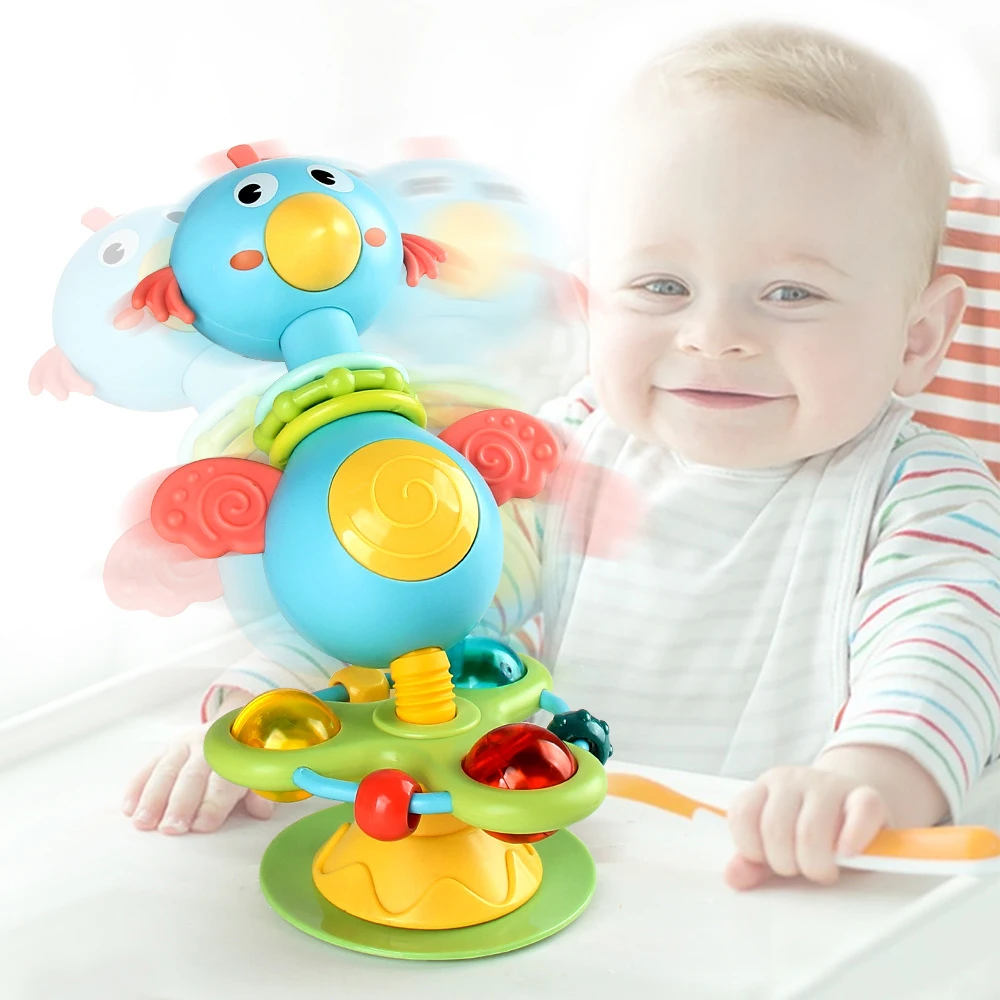 Juego de sonajeros para bebé, silla alta infantil, juguetes con ventosa, agarre N Spin, desarrollo interactivo, bandeja para bebé, juguete, regalos para recién nacidos