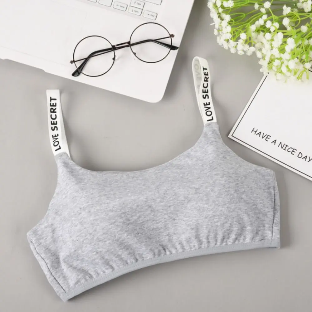 Nuevos sujetadores de entrenamiento informales, Sujetador deportivo acolchado desmontable de algodón para niñas, sujetador sin costuras con estampado de letras para Fitness para niñas pequeñas - imagen 2